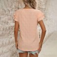 thumbnail image 2 of Pisexur Blouses d'Été Mode Femme Couleur Unie Col Rond Manches Courtes, Blouses Habillées Décontractées pour Femmes, Orange, 2TG, 2 of 4