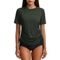 thumbnail image 2 of Neewe Women's Rash Guard UPF 50+ Ruched Swim Shirt Round Neck Short Sleeve Performance Top S-XXL, 2 of 8
