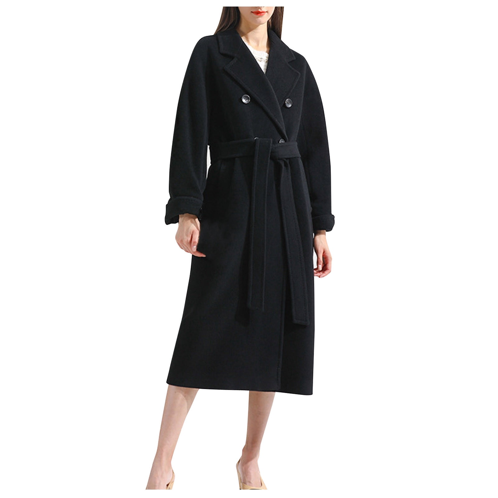 XZNGL Womens Trench Coat Long Womens Slim Fit Long Coat Lapel