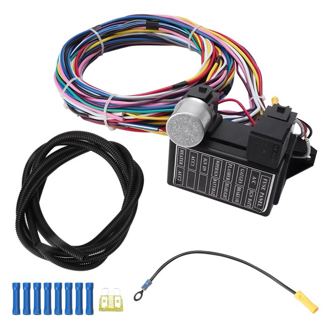 Ccdes Qiilu Wiring Harness, 12 Circuit Universal Car Hot Rod Wires Vehile Accessory