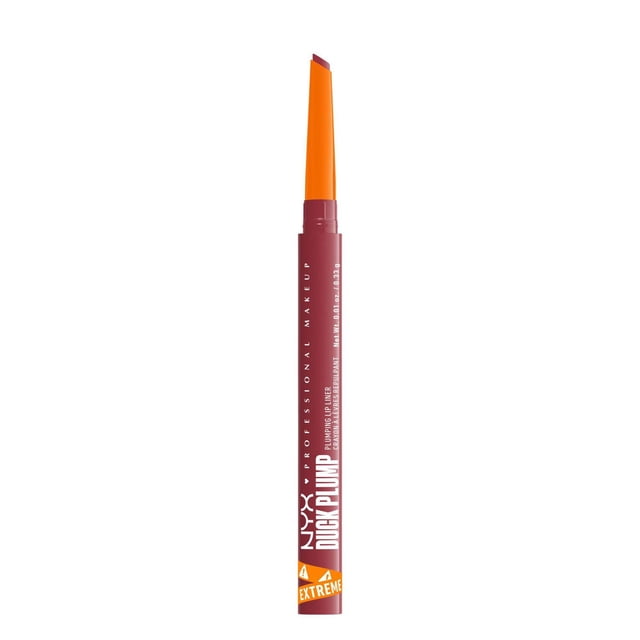 NYX Professional Makeup Duck Plump Crayon Contour des Lèvres Repulpant Brun Rougeâtre Foncé avec une Pointe de Précision orange à Double Tranchant pour une Doublure et une Mise en Forme Nettes des Lèvres, Montré Droit sur Fond Blanc, Idéal pour Améliorer la Plénitude des Lèvres et la Forme Naturelle.