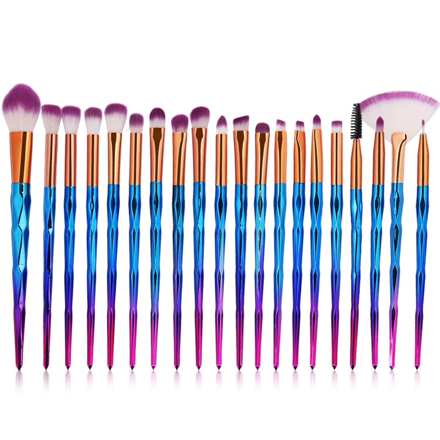 Eye Brush Set, 20 pcs Unicorn Eyeshadow Eyeliner Blending Crease Kit Makeup Brushes Make Up Foundation Eyebrow Eyeliner Blush Cosmetic Concealer Brushes (Blue)