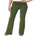thumbnail image 1 of Pantalon de Yoga Décontracté pour Femmes Grande Taille, Basique, Taille Repliable, Confortable, en Coton Extensible, Coupe Bootcut, 1 of 7