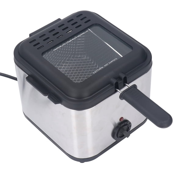 Friteuse Électrique à Frites de 2,5 L, Friteuse Électrique Carrée en Acier Inoxydable à Température Réglable de 1000 W pour Poulet, Oignon, Anneau