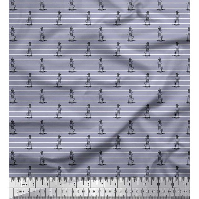 Soimoi Tissu Poly Georgette Rayé & Léger pour Chemise Imprimée 1 Yard 52 Pouces de Large