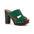 thumbnail image 1 of BLISSFUL STEP Women's Platform High Block Heel Slides Sandals Green (Size 9.5), 1 of 6