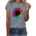 thumbnail image 1 of Birdeem Femmes Décontracté Été Imprimé Manches Courtes Col Rond T-Shirt Ample Blouse Hauts, 1 of 1