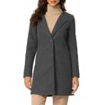 thumbnail image 1 of INSPIRE CHIC Women's Half Lapel Long Sleeves One Button Winter Mid-Length Overcoat L Deep Gray, 1 of 5