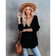 thumbnail image 3 of U.Vomade Women's Long Sleeved Buttoned Classic Hem Pleated Slit Cardigan, 3 of 6