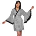 thumbnail image 1 of Moomaya Robe Courte Imprimée pour Mariée en Préparation, Manches Évasées, Peignoir, Portefeuille pour Femmes, 1 of 6