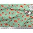thumbnail image 2 of Soimoi Green Modal Satin Fabric Text & Poppy Floral Print Sewing Fabric Yard 42 Inch Wide, 2 of 3