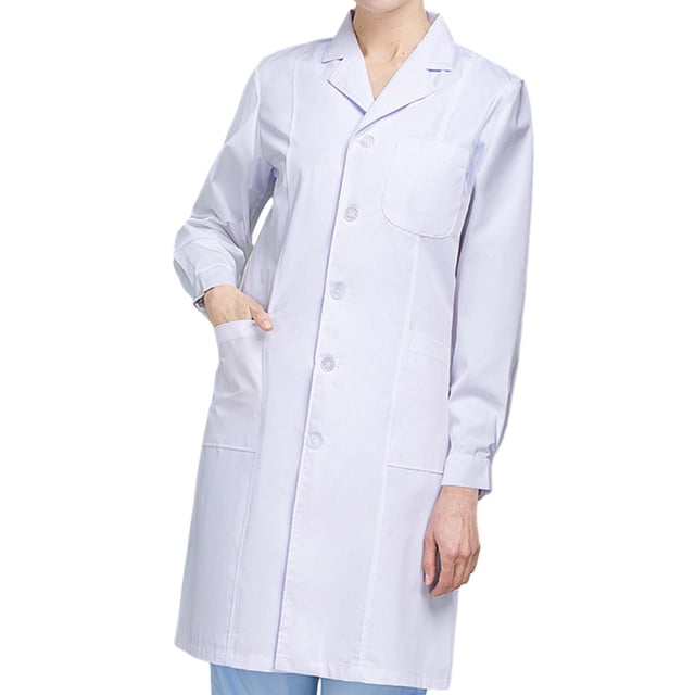 Lab Coat Female Costume Professional White Soft Comfortable Laboratory Coat for Long Sleeved M