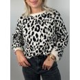 thumbnail image 4 of Honganda Pull Ample d'Automne pour Femmes Motif Léopard Manches Longues Tricot, 4 of 8