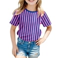 thumbnail image 1 of GDREDA T-Shirt Graphique à Manches Courtes Rayé pour Garçons Carnaval, Haut de Fête Coloré Confortable et Décontracté pour Enfants Rose,150, 1 of 4