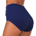 thumbnail image 4 of Pantalon de Bain Plissé à Taille Rayée Uni pour Femme - Bas de Bikini d'Été pour la Plage, 4 of 7