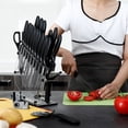 thumbnail image 3 of Hecef Knife Block Set, 25 Pcs Titanium Plated High Carbon Stainless Steel Extra Sharp Kitchen Knives, 3 of 12