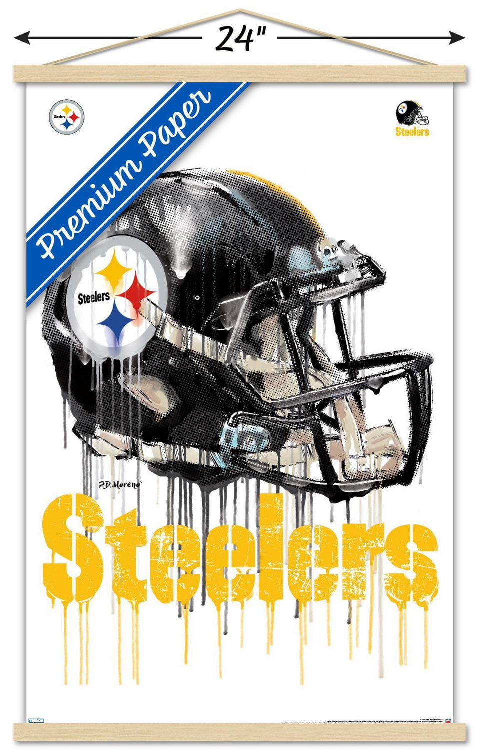 NFL Pittsburgh Steelers - Drip Helmet 20 Wall Poster, 22.375" x 34" Framed