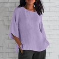 thumbnail image 1 of Blouses, Hauts et T-Shirts pour Femmes Grande Taille en Liquidation Femmes Dames Manches Raccourcies Col Rond Coton Chemise Ample Blouse, 1 of 6