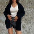 thumbnail image 4 of RXIRUCGD Blouse à Manches Longues Col en V pour Femmes Rayée Ample Assortie, Noir, Taille : TG, 4 of 4