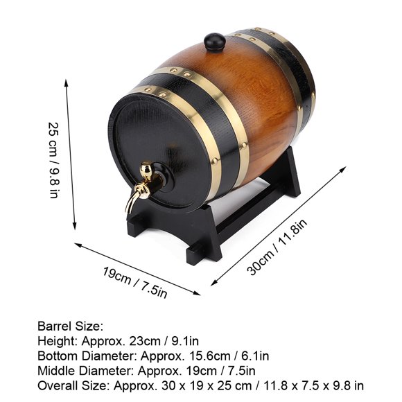Barrel, Wine Barrel, 3L Whiskey Barrels Wine Barrels Wooden Barrels Large Capacity for Coffee Shop for Home
