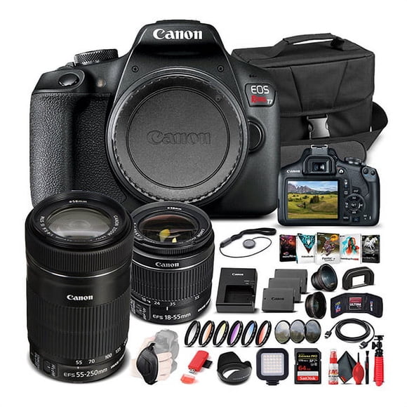 Canon EOS Rebel T7 Appareil Photo avec Objectif 18-55mm et EF-S 55-250mm - Ensemble Avancé (Modèle International)