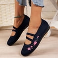 thumbnail image 4 of Womens Ballet Flats Comfortable Flower Embroidered Dress Shoes Round Toe Slip on Ballerina Walking Low Wedges, 4 of 7