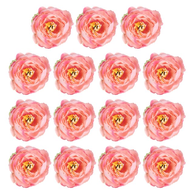 Unique Bargains Artificial Flower Head Fake Flowers Heads Bulk Silk Peony Heads Simulation Flower Rose Red 15 Pcs