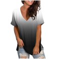 thumbnail image 1 of Blouses pour Femmes Mode Décontractée Dégradé Col en V Manches Courtes T-shirt Ample, 1 of 4