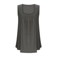 thumbnail image 4 of Women's Casual Square Neck Tank Top Pure Color Ruffle Detail Blouse for Spring Summer Daily Wear with Jeans Workout Set Fitted T Shirt Atmosphere Top Cleavage Cover plus Size Camisole Petite 3, 4 of 5
