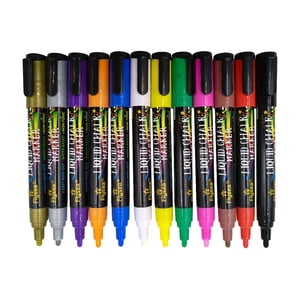 12x Stylos de craie, Stylo marqueur de tableau noir pour l'écriture de dessin pour adultes, 12