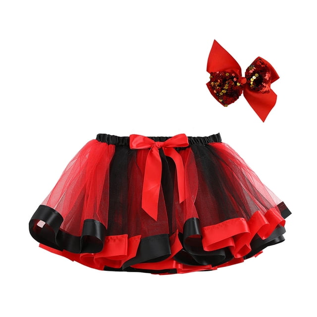 Yuyuzo Jupe Superposée Jupes Mini en Tulle pour Filles Robe de Danse Princesse Robes Colorées à Volants avec Bandeau à Nœud