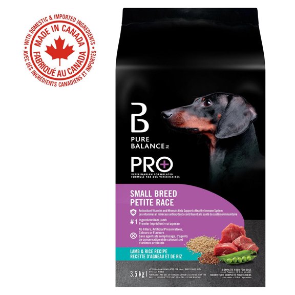 Pure Balance Pro+ Petite Race, Recette d'Agneau et de Riz Nourriture Sèche pour Chiens 3.5KG