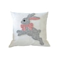 thumbnail image 2 of Weloille Easter Pillow Cover, Embroidered Rabbit Pattern Throw Pillowcase, Soft Breathable Linen Cushion Cover, Decorative Pillow Case for Sofa, Bedroom, Living Room Easter Decor, 2 of 6