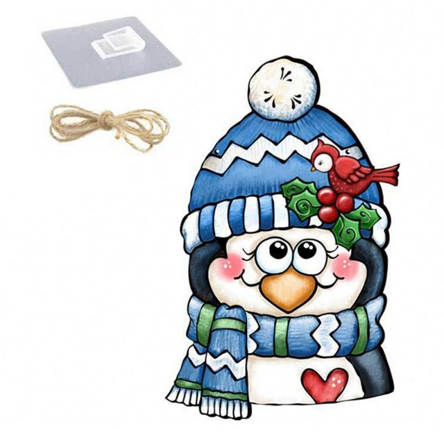 Wooden Hanging Sign Cartoon Dwarf Snowman Pattern Christmas Pendant for Home Festive Party Decoration