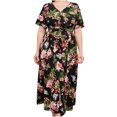 thumbnail image 2 of Robes pour Femmes Robe d'Été Imprimée Grande Taille Col en V Manches Courtes Taille Élastique Robe de Plage Robe de Soleil Robe Midi Fluide à Volants en Solde, 2 of 9