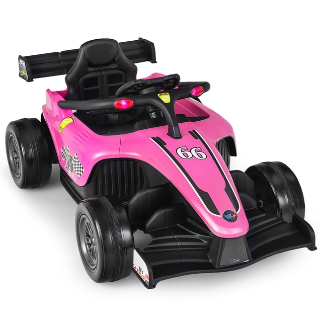 Costway 12V Kids Ride on Car Electric Racing Truck Remote Control w/ MP3 & Lights Pink
