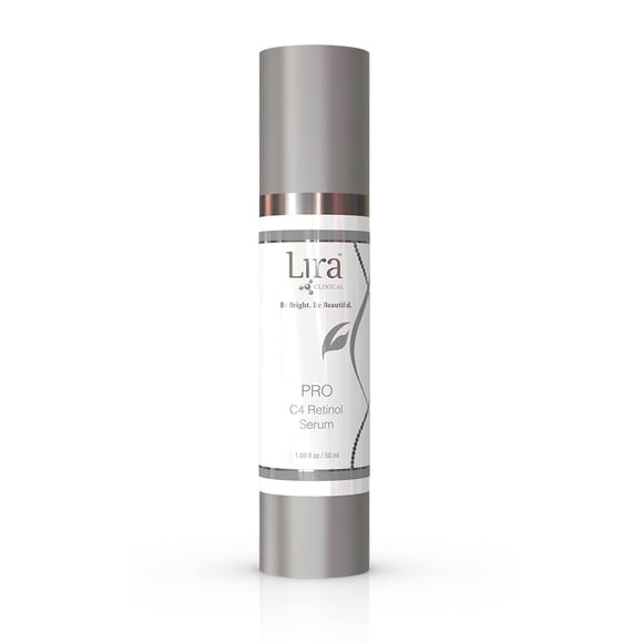 Lira Clinical Sérum au Rétinol PRO C4 - Sérum pour le Visage avec Cellules Souches Végétales - Sérum Éclaircissant à la Vitamine C avec Extrait de Réglisse et d'Olive - 1,69 Once