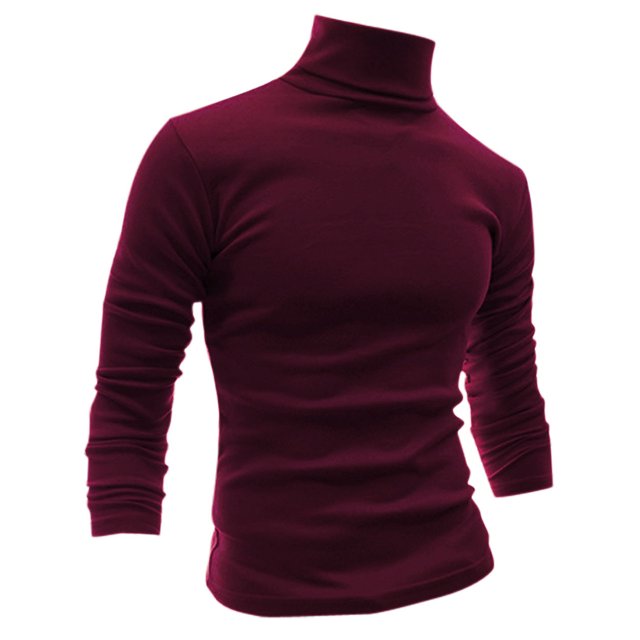 INSPIRE CHIC Chandails pour Hommes, Col Roulé, Manches Longues, Extensible, Coupe Ajustée, Hauts 50 Bourgogne