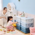 thumbnail image 2 of Qaba 3 Tier Kids Toy Organizer with 6 Plastic Storage Bins, Blue, 2 of 10