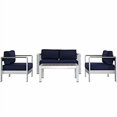 thumbnail image 1 of Modway Shore Ensemble de Mobilier de Patio Extérieur en Aluminium 4 Pcs, Argent Marine, 1 of 5