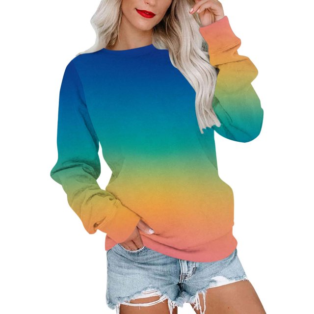 Sweat à Capuche Mode pour Femmes 2023 Col Rond Mode Décontractée Manches Longues Imprimé Chandail en Molleton Blouse 50 % de Réduction Costumes Halloween/noël