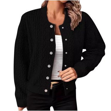 Erwazi Blousons Bomber Courts pour Femmes Légers à Boutons, Col Montant, Manches Longues, Veste Courte