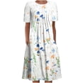 thumbnail image 1 of Pisexur Robe T-shirt Décontractée d'Été pour Femme, Col Rond, Manches Courtes, Style Bohème, Vacances, Fluide, Grande Taille, Robe Maxi, 1 of 5