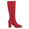 thumbnail image 4 of Unique Bargains Bottes Hauteur Genou à Talon Bloc à Bout Rond pour Femmes Rouge 9,5, 4 of 7