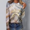 thumbnail image 2 of IROINID en Solde T-Shirt à Manches Longues en Polyester pour Femmes Confortable Dames Col Rond Hauts Amples T-Shirts Imprimés Blouse, Or, 2 of 5