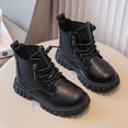 thumbnail image 4 of YUNAFFT Kids Boots British Style Solid Color Mid-Calf Fashion Boots for Big Kids, 4 of 9