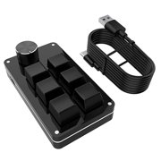 Riwcyla One hand Wired Keyboard Mechanical Keyboard USB Custom keyboard Macro Programmable keyboard 6 keys 1 knob , perfect for daily use, outdoor activities, travel & casual occasions