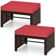 thumbnail image 1 of Costway 2 Pcs Ottomans en Rotin PE pour Patio avec Coussins à Fermeture Éclair Doux pour Terrasse Extérieur Rouge, 1 of 9
