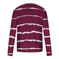 thumbnail image 4 of Penkiiy T-Shirt Homme Décontracté Col Rond Rayé Imprimé Chandail Entraînement Physique Manches Courtes Blouse L Vin, 4 of 5