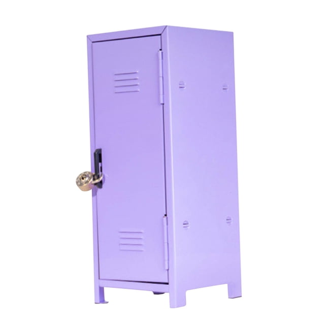 veasfak Mini Locker Decorative Iron Girls Lockbox for Stationery Jewelry Living Room violet